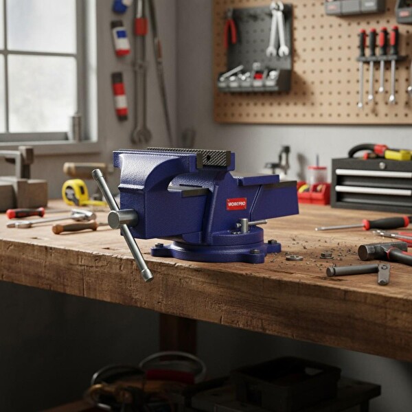 Workpro WP233005 100 MM - 360 Döner Tabanlı Örslü Profesyonel Tezgâh Mengene