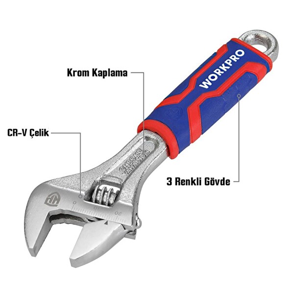 Workpro WP272010 150 MM Cr-V Profesyonel Kurbağacık Anahtar