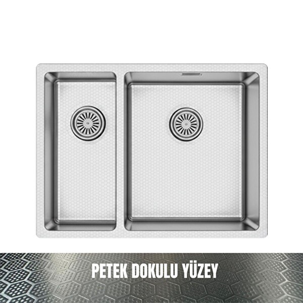 GL General Redux 58x44 Inox Petek Dokulu Sol 1,5 Gözlü Paslanmaz Çelik Mutfak Eviyesi