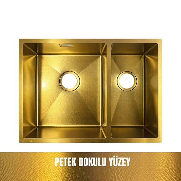 GL General Redux 58x44 Gold Sağ 1.5 Gözlü Paslanmaz Çelik Mutfak Eviyesi
