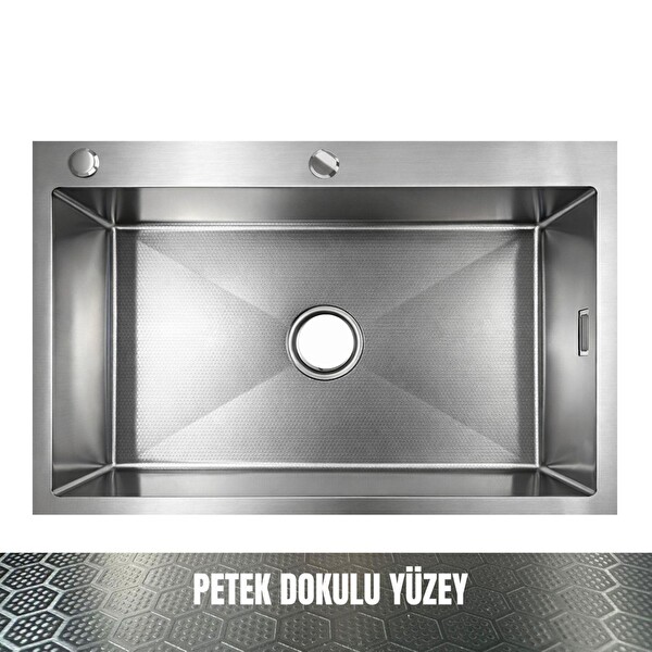 GL General Sagax 50x60 Inox Petek Dokulu Çift Delikli Mutfak Eviyesi 304 Paslanmaz Çelik 1 MM