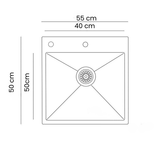 GL General Sagax 50x55 Inox Petek Dokulu Çift Delikli Mutfak Eviyesi 304 Paslanmaz Çelik 1 MM