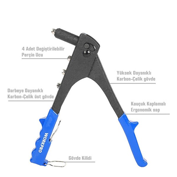 Workpro WP225005 4 in 1 2.4-4.8 MM Profesyonel Perçin Tabancası