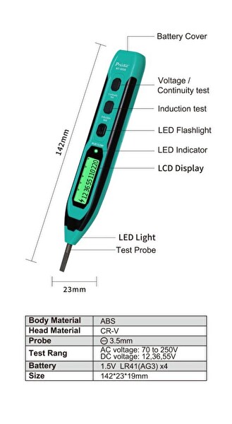 Proskit NT-305N AC\DC Dijital Voltaj Kontrol Test Kalemi