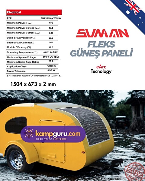Sunman 175 Wp Flex Solar Panel - Esnek Güneş Enerji Paneli