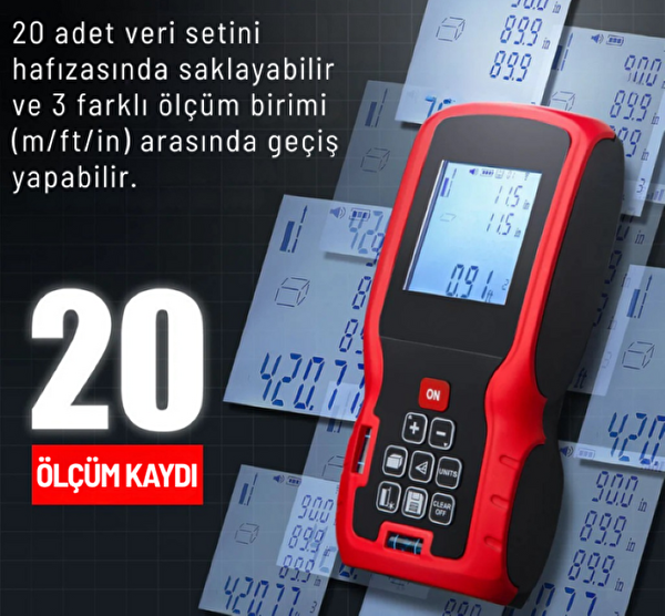 Texta MTR80 Lazerli Mesafe Ölçer 80 Metre Ölçüm Mesafesi