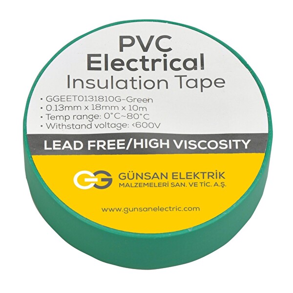 Günsan Yeşil Elektrik İzolasyon Bandı 10 Adet