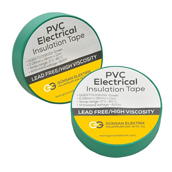 Günsan Yeşil Elektrik İzolasyon Bandı 10 Adet