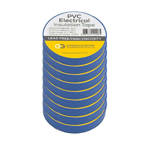 Günsan Mavi Elektrik İzolasyon Bandı 10 Adet