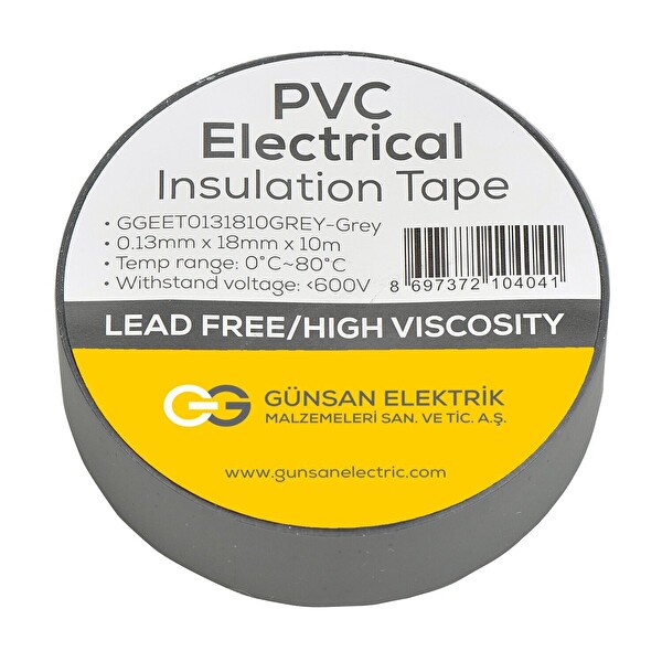 Günsan Gri Elektrik İzolasyon Bandı 10 Adet