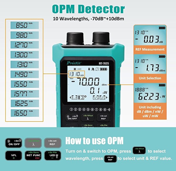 Proskit MT-7625 Optik Güç Ölçer Ve Lan Kablo Test Cihazı