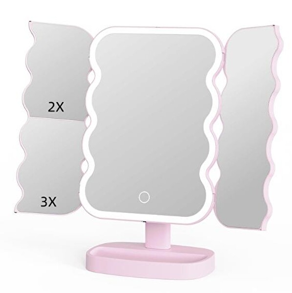 Valkyrie XR-750 Ledli Işıklı Katlanabilir Makyaj Aynası 2X 3X Büyütme Modu Dokunmatik Touch Ekran Pilli