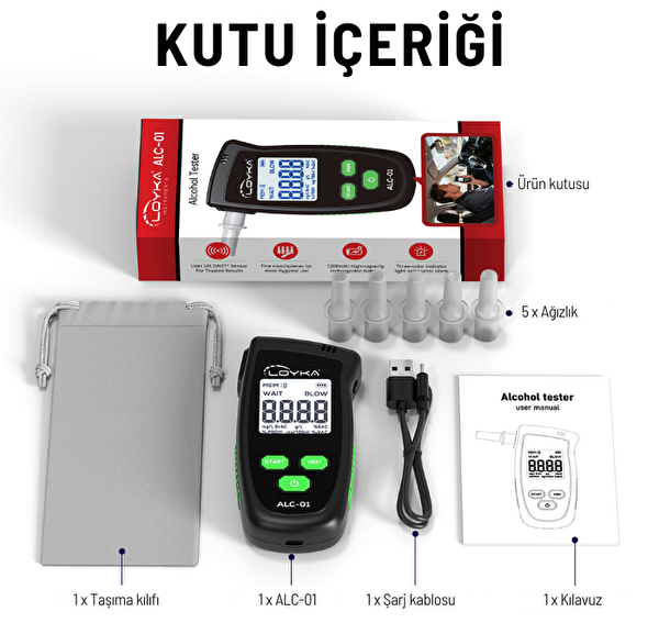 Loyka ALC-01 Dijital Alkolmetre - Hassas Promil Ölçüm Cihazı