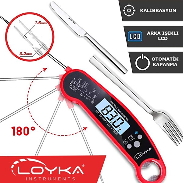 Loyka INNO 502 Katlanabilir Problu Mutfak Termometresi - Kalibre Edilebilir