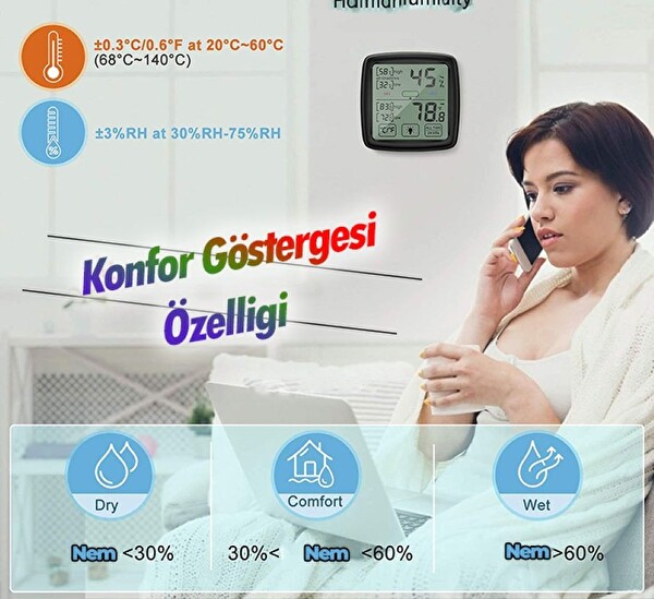 Loyka TST Dokunmatik Sıcaklık ve Nem Ölçer