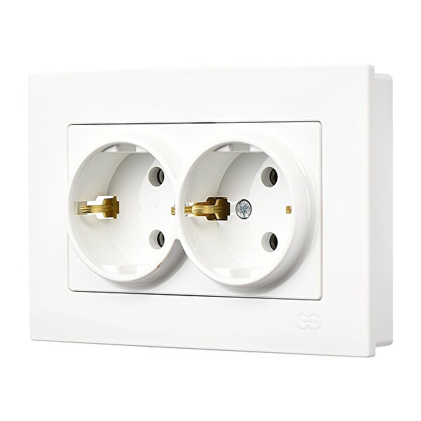 Günsan Eqona Beyaz İkili Topraklı Priz