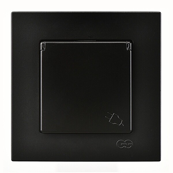 Günsan Eqona Metalik Siyah Kapaklı Topraklı Priz