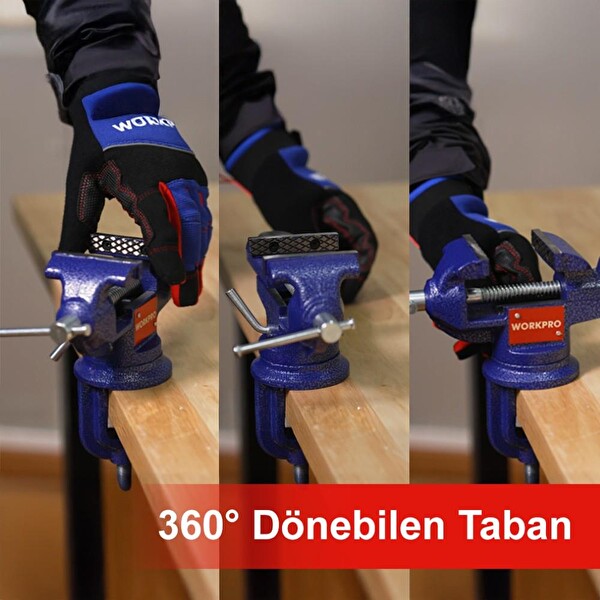 Workpro WP233010 65 MM 360 Döner Tabanlı Örslü Profesyonel Mini Tezgâh Mengene