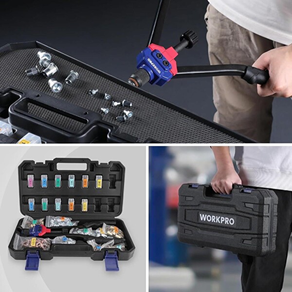 Workpro WP200532 400 MM Ağır Hizmet Kollu Somun Perçinleme Tabancası Ve 185 Adet Perçin