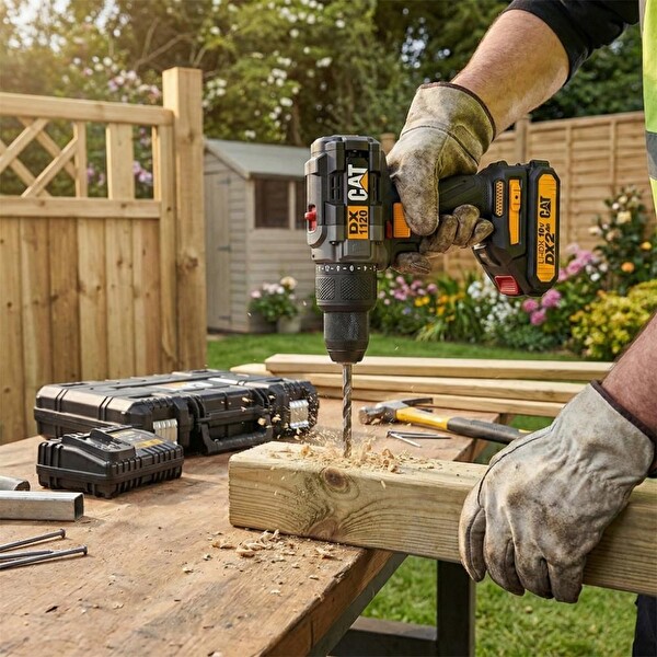 Cat DX1120 18 V 2.0Ah Li-ion Çift Akülü Kömürsüz Profesyonel Şarjlı Darbeli Matkap - DA01902 45 Parça Vidalama Uç Seti