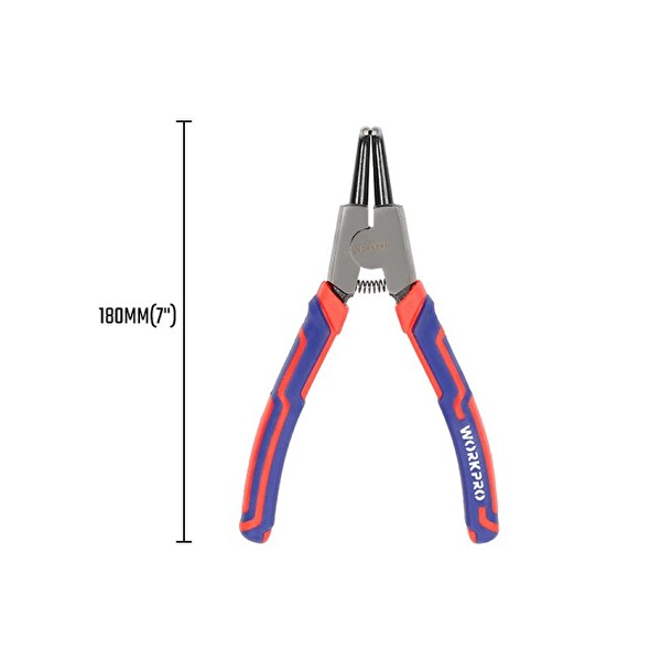 Workpro WP231151 180MM CR-V Eğri Uçlu Yaylı Profesyonel Dış Segman Pensesi