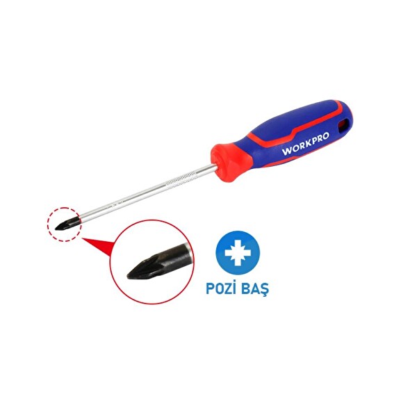 Workpro WP221037 PZ2x100MM CR-V Manyetik Profesyonel Yıldız Tornavida