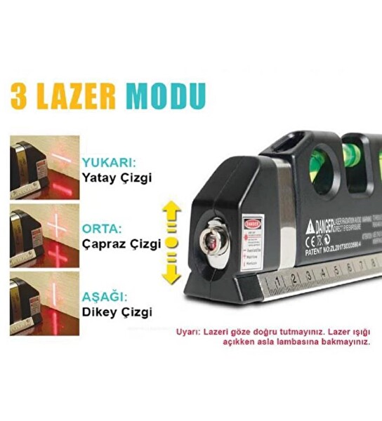 Proskit PD-161-C 4'ü 1 Arada Çok Amaçlı Su Terazili Lazer Seviye Ölçer