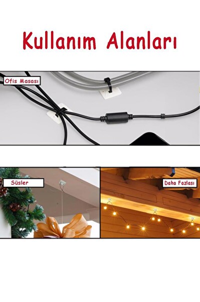 Şahnet Vida Delikli Kablo Düzenleme Canble Mount 20x20MM Yapışkan Kroşe - 10 Adet