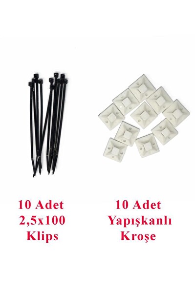 Şahnet 20x20MM Yapışkan Kroşe - 2.5x100MM Siyah Kablo Bağı 20'li Kablo Düzenleme Seti