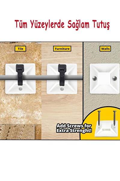 Şahnet 20x20MM Yapışkan Kroşe - 2.5x100MM Siyah Kablo Bağı 20'li Kablo Düzenleme Seti