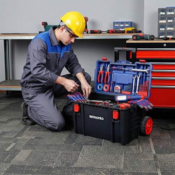 Workpro WP283032 54 Lt 56x44.2x50 CM Tekerlekli Kilitli Profesyonel Takım Çantası