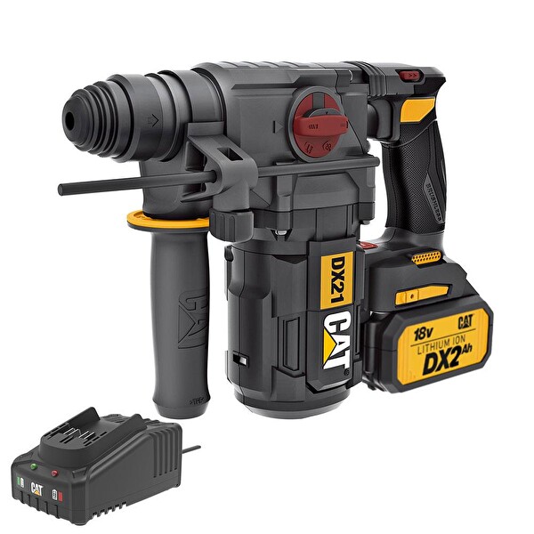 Cat DX21BC 18Volt 2.0 Ah 2.2J Li-ion Tek Akülü Şarjlı Kömürsüz Profesyonel SDS-Plus Pnömatik Kırıcı-Delici