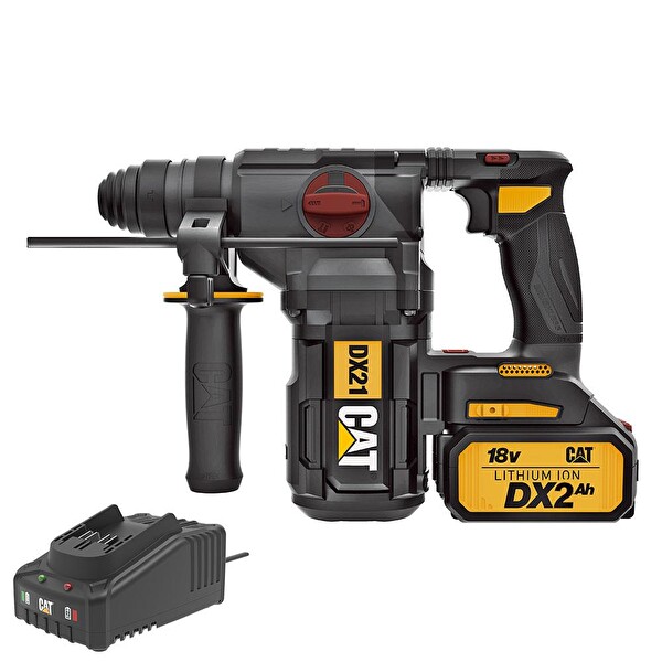 Cat DX21BC 18Volt 2.0 Ah 2.2J Li-ion Tek Akülü Şarjlı Kömürsüz Profesyonel SDS-Plus Pnömatik Kırıcı-Delici
