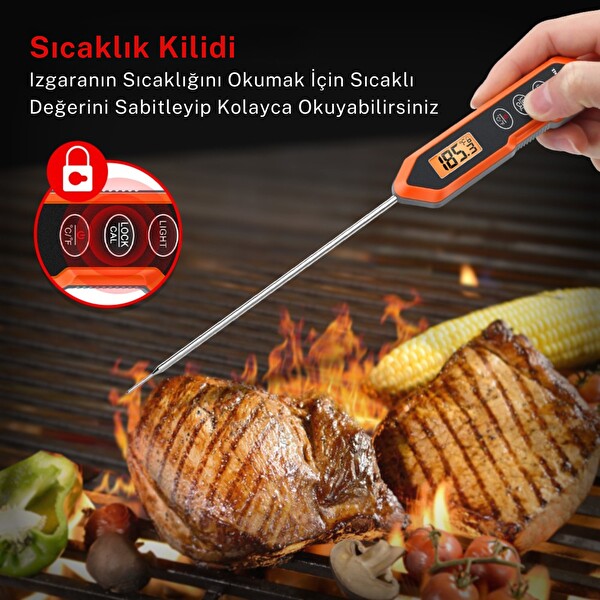 ThermoPro TP15H Dijital Et ve Gıda Termometresi - IPX6 Su Geçirmez 3 Saniyede Hızlı Ölçüm