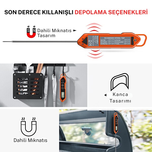 ThermoPro TP15H Dijital Et ve Gıda Termometresi - IPX6 Su Geçirmez 3 Saniyede Hızlı Ölçüm