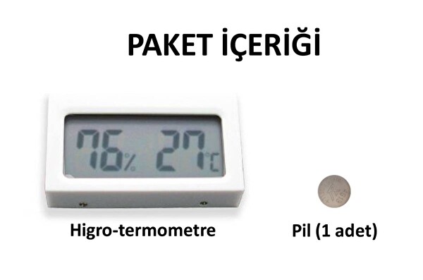 Aek-Tech Dijital Nem Ölçer Termometre Beyaz