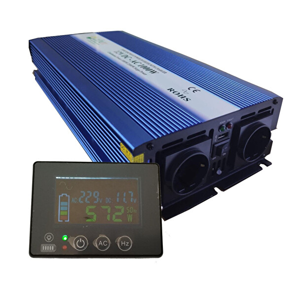 Alpex 1000 Watt 12 Volt Tam Sinüs UPS Bluetooth Ekranlı İnverter