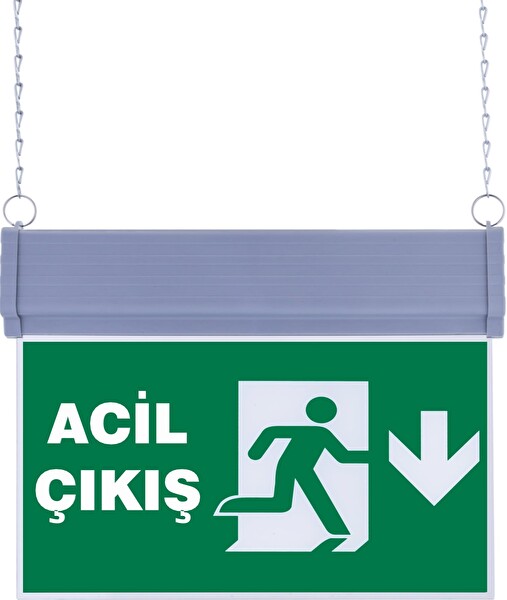 Evimdeyokyok SG051-A3 Çift Yönlü Acil Yönlendirme Armatürü - Zincirli Acil Çıkış Aşağı