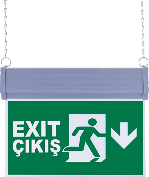 Evimdeyokyok SG051-A2 Çift Yönlü Acil Yönlendirme Armatürü Zincirli Exit Çıkış Aşağı
