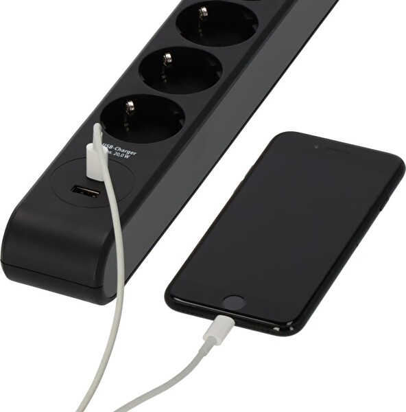 Brennenstuhl 6 Soketli 13.500A 20W Type-C PD & 20W USB-A Hızlı Şarj 2 M Akım Korumalı Priz