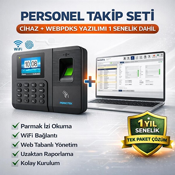 Perkotek P20 1 Yıllık WebPDKS Yazılım Dahil WiFi Parmak İzi Personel Takip Cihazı