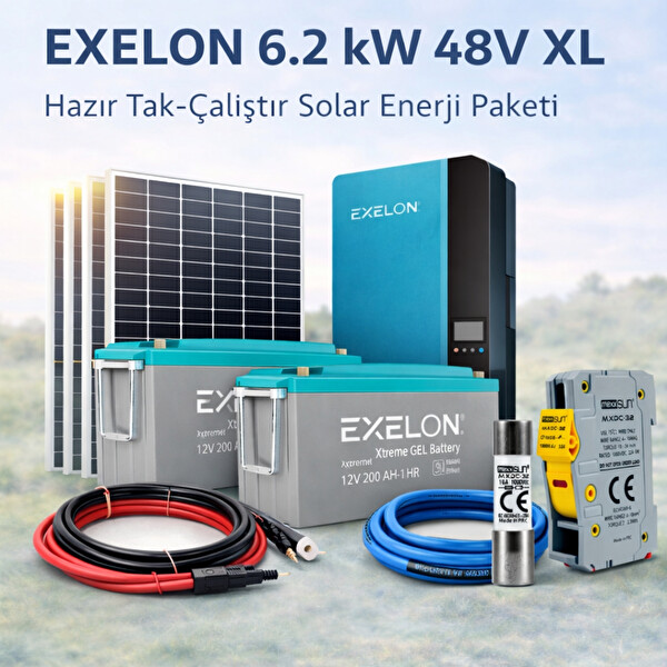 Exelon 6.2 KW 6200 W 220 V Hazır Solar Enerji Paketi