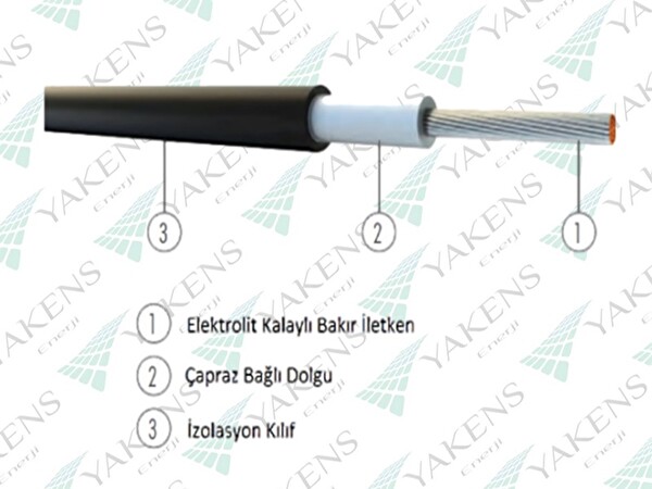 Yakens Enerji Solar Kablo (30 M -30 M) 10 MM Toplam 60 Metre Hazır Güneş Paneli Kablo Seti Kırmızı Siyah