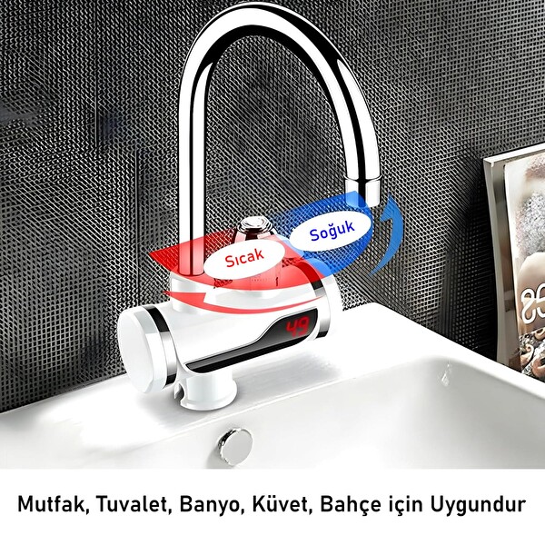 Valkyrie Ani Su Isıtıcılı Musluk Elektrikli Şofben Dijital Göstergeli 3000 W