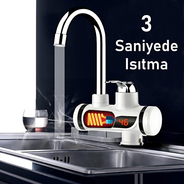 Valkyrie Ani Su Isıtıcılı Musluk Elektrikli Şofben Dijital Göstergeli 3000 W