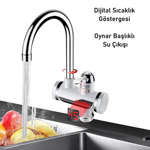 Valkyrie Ani Su Isıtıcılı Musluk Elektrikli Şofben Dijital Göstergeli 3000 W