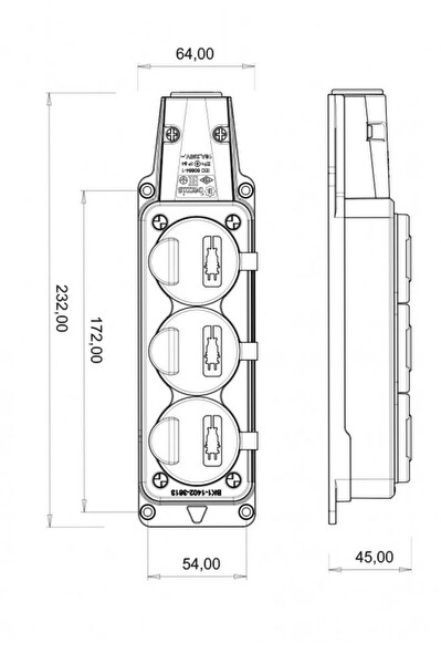Bemis BKI-1402-3613 1x16A Üçlü Kauçuk Yapılı Kablosuz Grup Priz IP54