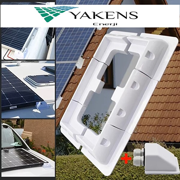 Yakens Enerji 7 Parça Karavan Tekne Güneş Paneli Montaj Braket Seti ve Kablo Geçiş Kapağı