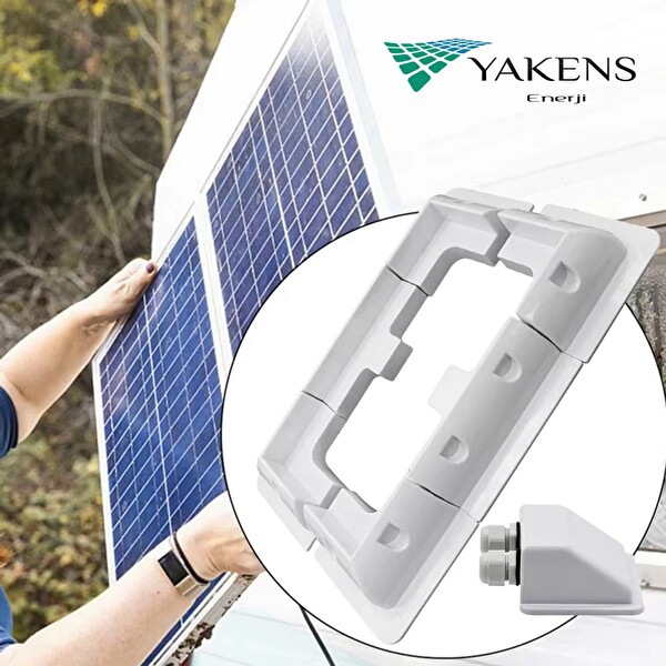 Yakens Enerji 7 Parça Karavan Tekne Güneş Paneli Montaj Braket Seti ve Kablo Geçiş Kapağı