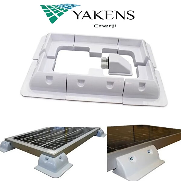 Yakens Enerji 7 Parça Karavan Tekne Güneş Paneli Montaj Braket Seti ve Kablo Geçiş Kapağı
